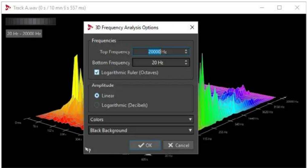STEINBERG Wavelab Elements 10 - Boîte de dialogue Options d'analyse des fréquences en 3D - 1