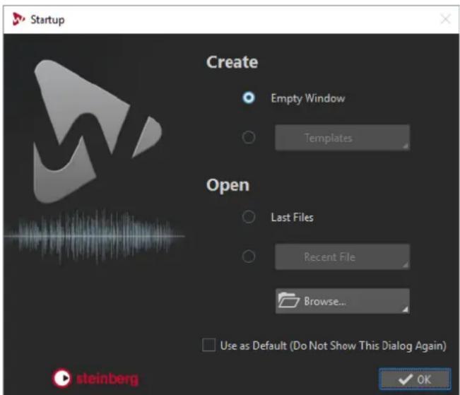 STEINBERG Wavelab Elements 10 - Boîte de dialogue Demarrage - 1