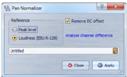 STEINBERG Wavelab 8.5 - Boîte de dialogue Normalisér de panoramaique - 1