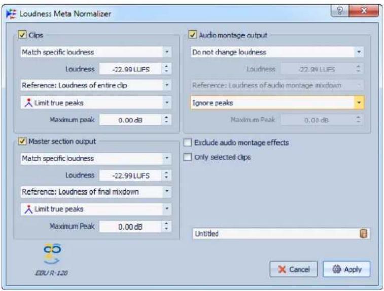 STEINBERG Wavelab 8.5 - Boîte de dialogue Métá-Normalisér de Sonie - 1