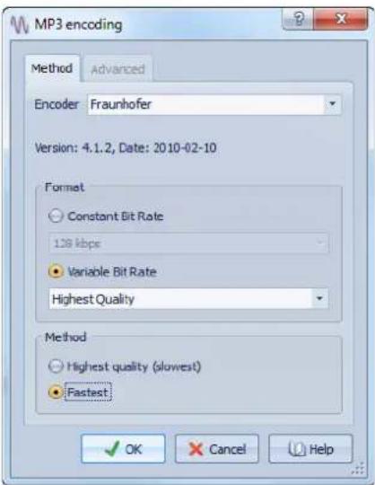 STEINBERG Wavelab 8.5 - Boite de dialogue Encodage MP3 - 1