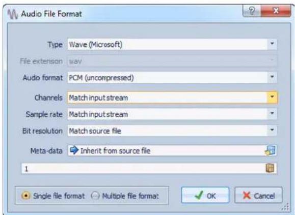 STEINBERG Wavelab 8.5 - Boite de dialogue Format de Fichier Audio - 1