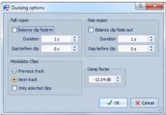 STEINBERG Wavelab 8.5 - Boite de dialogue Options de Ducking - 1