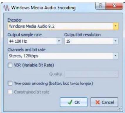 STEINBERG Wavelab 8.5 - Boîte de dialogue Encodage Windows Media Audio - 1