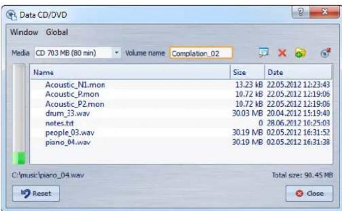 STEINBERG Wavelab 8.5 - Boîte de dialogue CD/DVD de données - 1