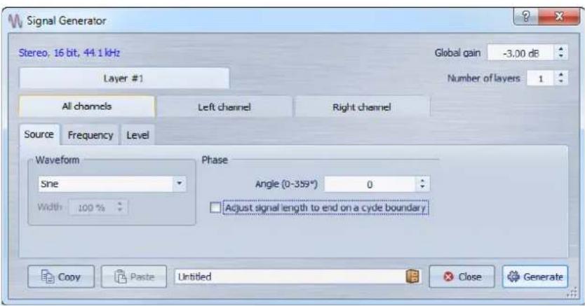 STEINBERG Wavelab 8.5 - Boîte de dialogue Générateur de Signal - 1