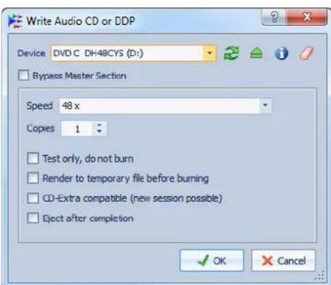 STEINBERG Wavelab 8.5 - Boîte de dialogue Écrire CD audio ou DDP - 1