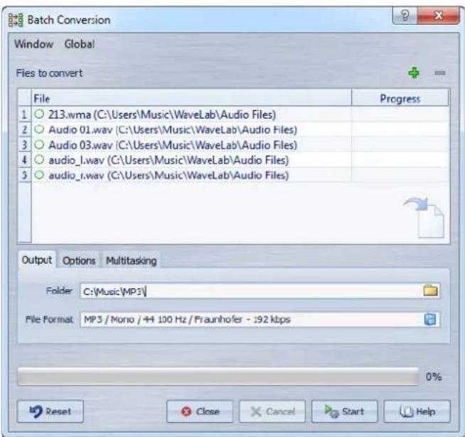 STEINBERG Wavelab 8.5 - Boîte de dialogue Conversion par lots - 1