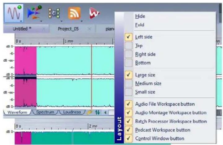 STEINBERG Wavelab 8.5 - Personnalisation de la barre commutateur centrale - 1
