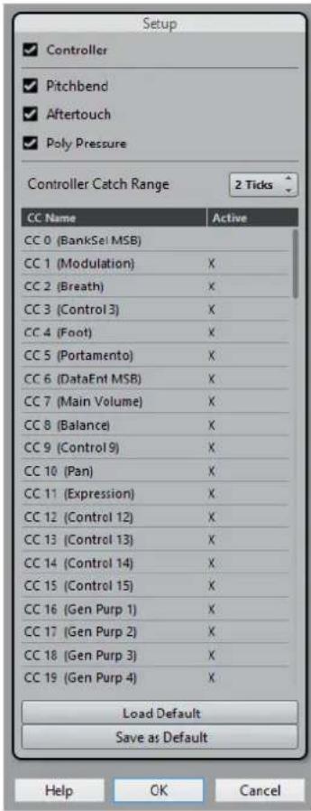 STEINBERG Cubase Pro 9.5 - Boîte de dialogue Configuration MIDI Note Expression - 1