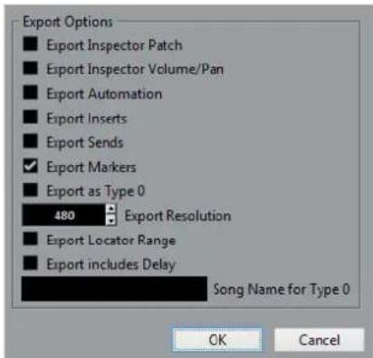 STEINBERG Cubase Pro 9.5 - Options d'exportation des fichiers MIDI - 1