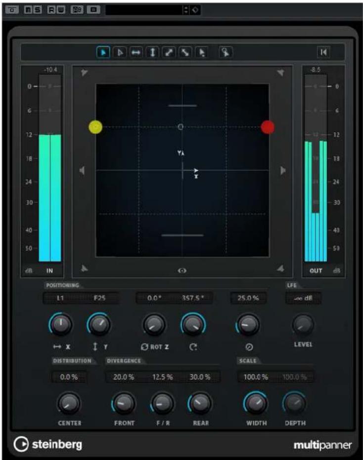 STEINBERG Cubase Pro 9.5 - Interface du plug-in VST MultiPanner - 1