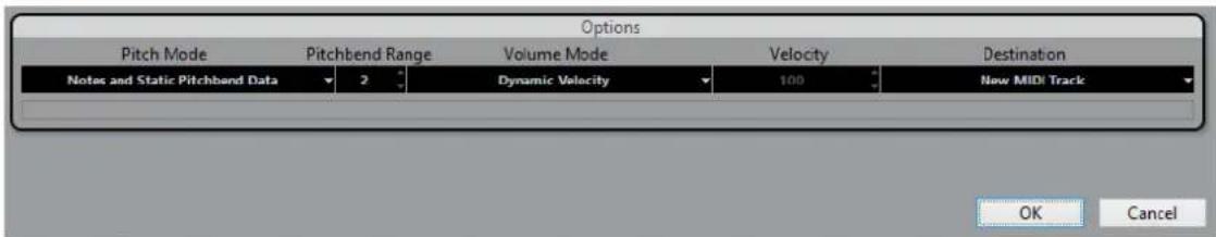 STEINBERG Cubase Pro 9.5 - Boîte de dialogue Extraire MIDI - 1