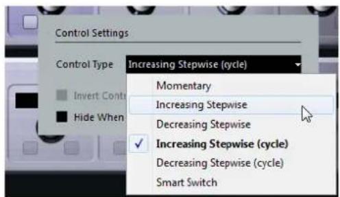 STEINBERG Cubase Pro 9.5 - Configuration des types de contrôle pour les commutateurs - 1