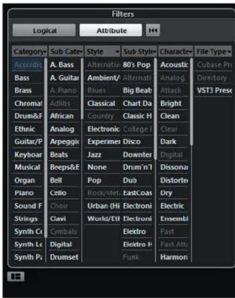 STEINBERG Cubase Pro 9.5 - Explorateur de résultats de prééglages d'instrument - 1