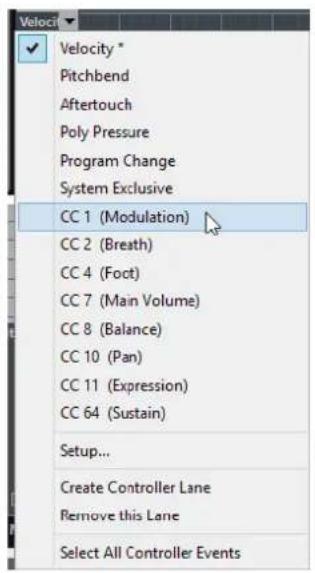 STEINBERG Cubase Pro 9.5 - Sélection du type d'événement - 1