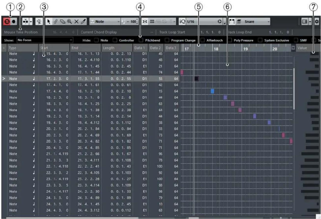 STEINBERG Cubase Pro 9.5 - Éditeur en liste - 1