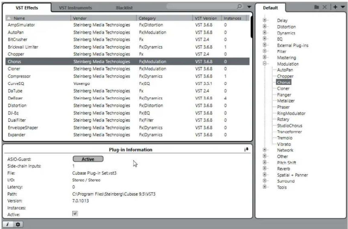 STEINBERG Cubase Pro 9.5 - Fenêtre Gestionnaire de plug-ins VST - 1