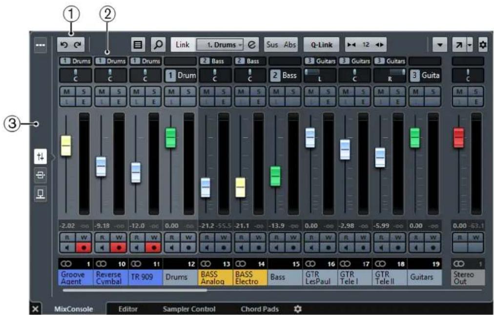 STEINBERG Cubase Pro 9.5 - MixConsole de la zone inférieure - 1