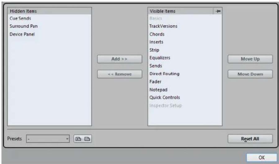 STEINBERG Cubase Pro 9.5 - Paramètres de l'Inspecteur de piste - 3
