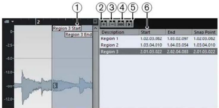 STEINBERG Cubase Pro 9.5 - Liste de régions - 1