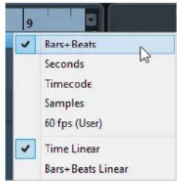 STEINBERG Cubase Pro 9.5 - Formats d'affichage de la règle - 1