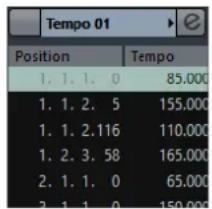 STEINBERG Cubase Pro 9.5 - Inspecteur de la piste Tempo - 1