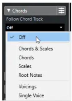 STEINBERG Cubase AI 10 - Modes de la fonction Suivre piste d'Accords - 1