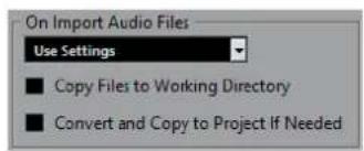 STEINBERG Cubase AI 10 - Paramètres de la section En cas d'import de fichier audio - 1