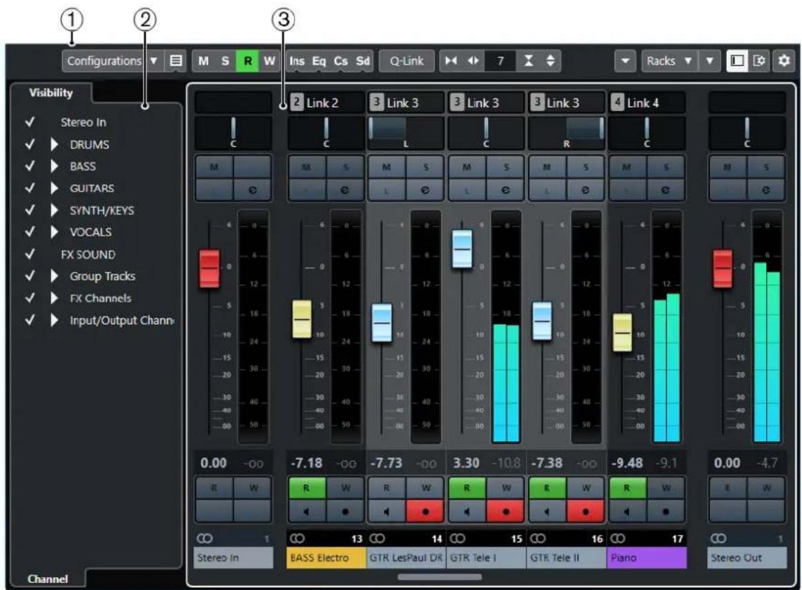 STEINBERG Cubase AI 10 - Fenêtre de la MixConsole - 1