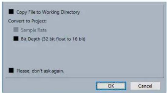 STEINBERG Cubase AI 10 - Boîte de dialogue Options d'import - 1