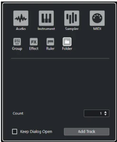 STEINBERG Cubase AI 10 - Boîte de dialogue Ajouter une piste - Répertoire - 1