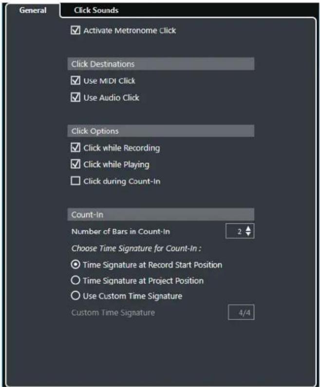 STEINBERG Cubase AI 10 - Boîte de dialogue Configuration du métronome - 1