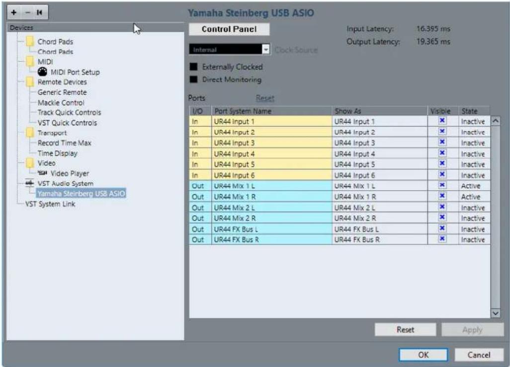 STEINBERG Cubase AI 10 - Page de configuration du pilote ASIO - 1