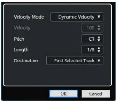 STEINBERG Cubase AI 10 - Boîte de dialogue Convertir les repères en notes MIDI - 1