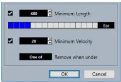STEINBERG Cubase AI 10 - Boîte de dialogue Effacer les notes - 1