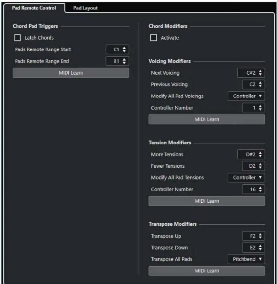 STEINBERG Cubase AI 10 - Boîte de dialogue Configuration des pads d'accords - 1