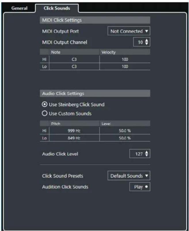 STEINBERG Cubase AI 10 - Onglet Sons de clic - 1