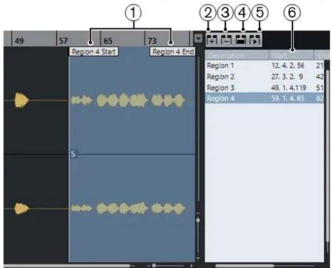 STEINBERG Cubase AI 10 - Liste de régions - 1