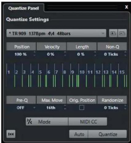 STEINBERG Cubase AI 10 - Options de quantification sur un groove - 1
