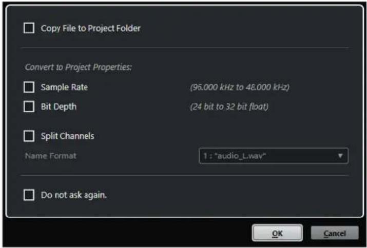STEINBERG Cubase Pro 11 - Boîte de dialogue Options d'import - 1