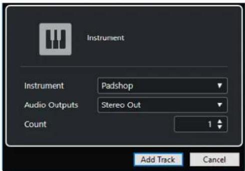 STEINBERG Cubase Pro 11 - Boîte de dialogue Ajouter une piste - Instrument - 2