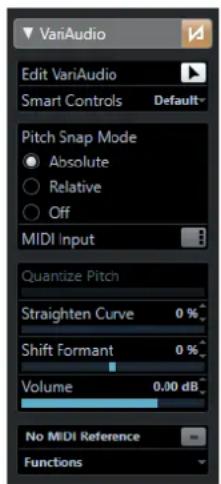 STEINBERG Cubase Pro 11 - Section VariAudio de l'Inspecteur - 1
