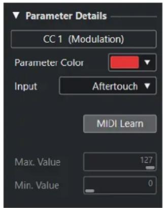 STEINBERG Cubase Pro 11 - Section Détails du paramètre - 1