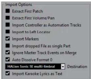 STEINBERG Cubase Pro 11 - Options d'importation des fichiers MIDI - 1