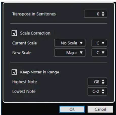 STEINBERG Cubase Pro 11 - Boîte de dialogue Configuration de la transposition - 1