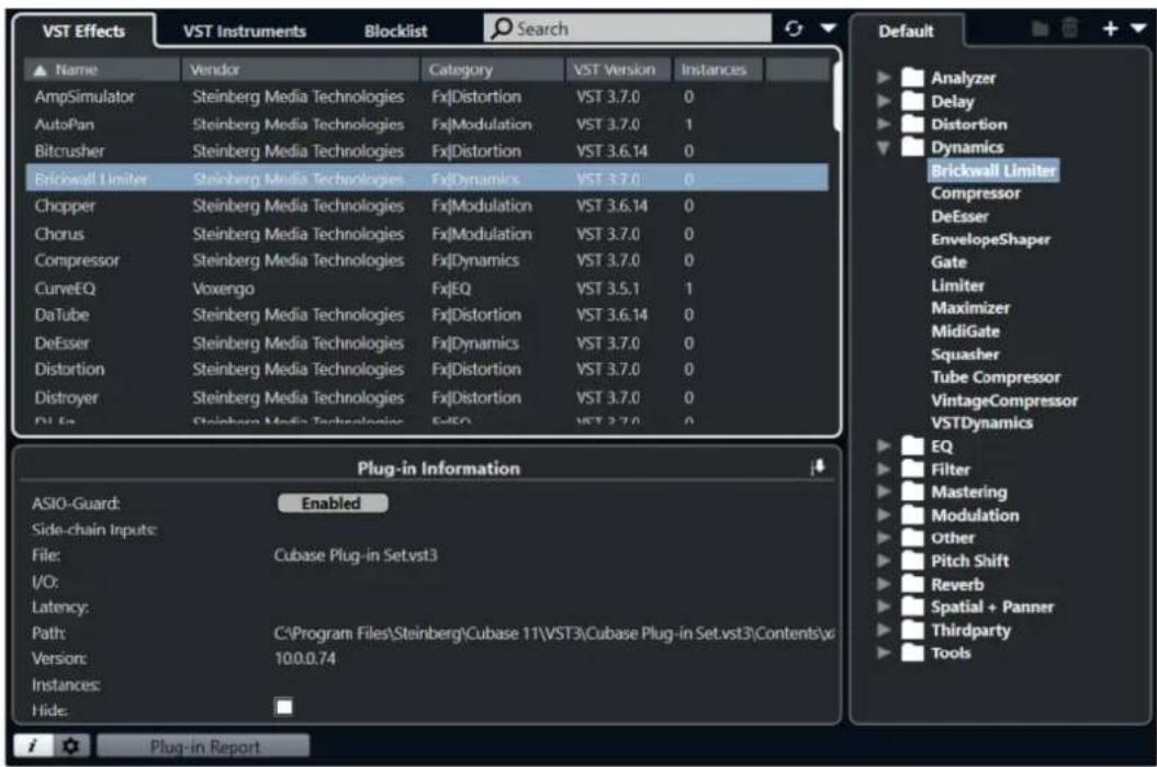 STEINBERG Cubase Pro 11 - Fenêtre Gestionnaire de plug-ins VST - 1