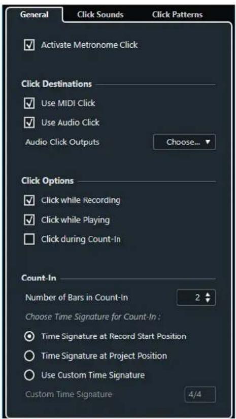 STEINBERG Cubase Pro 11 - Boîte de dialogue Configuration du métronome - 1