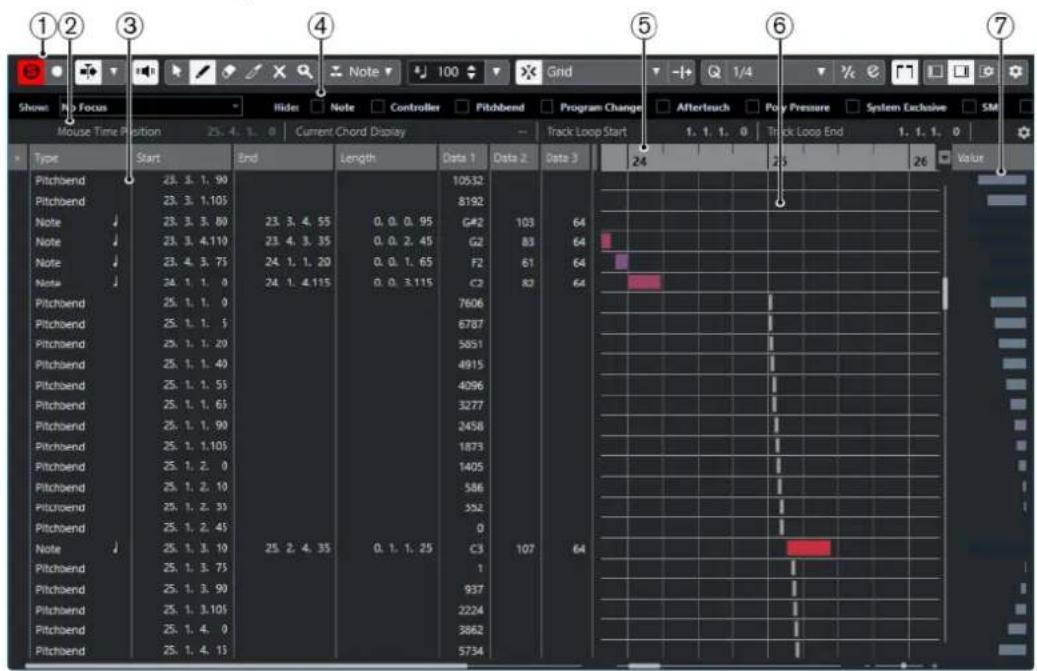 STEINBERG Cubase Pro 11 - Éditeur en liste - 1