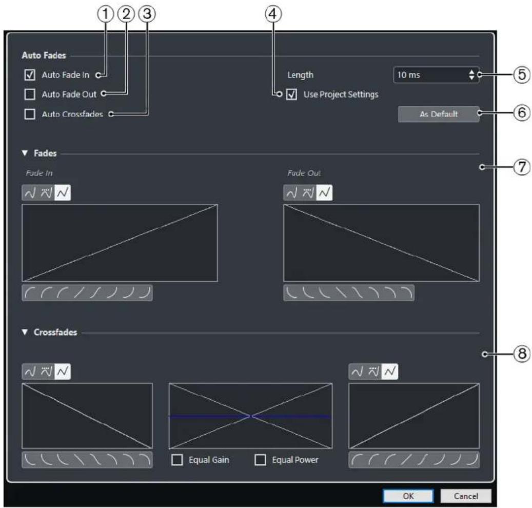 STEINBERG Cubase Pro 11 - Boîte de dialogue Fondus automatiques - 1
